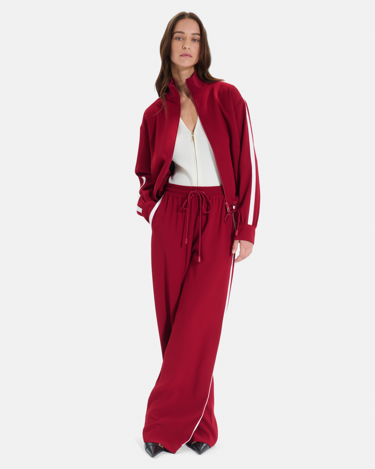 Bercilli Jacket Carmine red zip-up jacket with a stand-up collar ZAPA