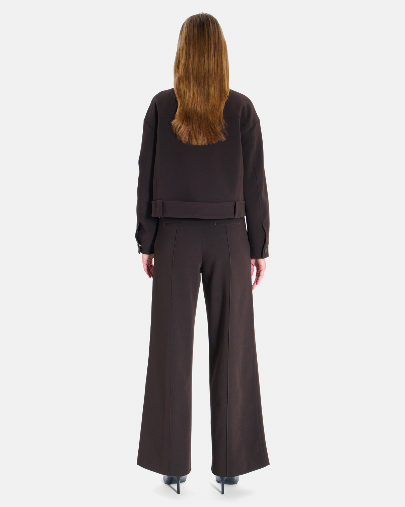 Valencia Jacket Short, belted chocolate-colored jacket ZAPA