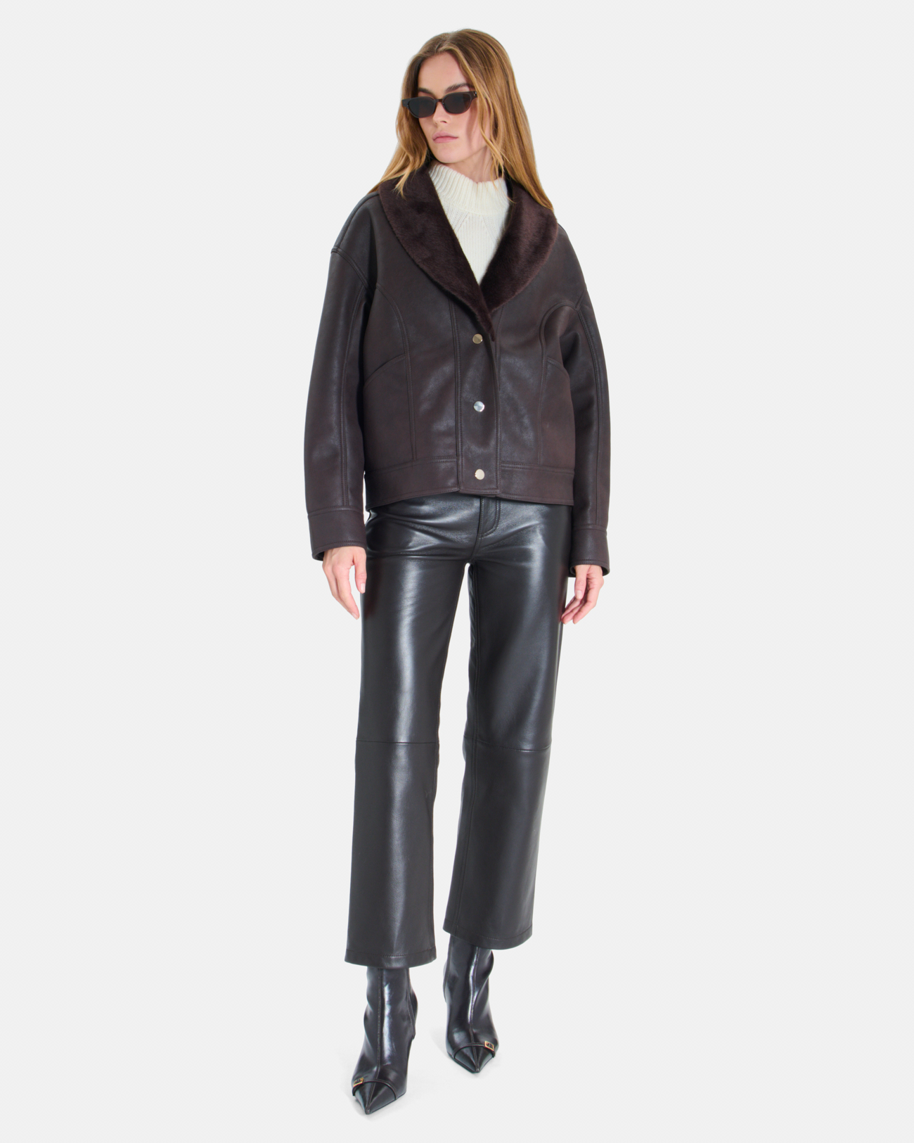 Brice Jacket Short chocolate-colored jacket with a shawl collar ZAPA