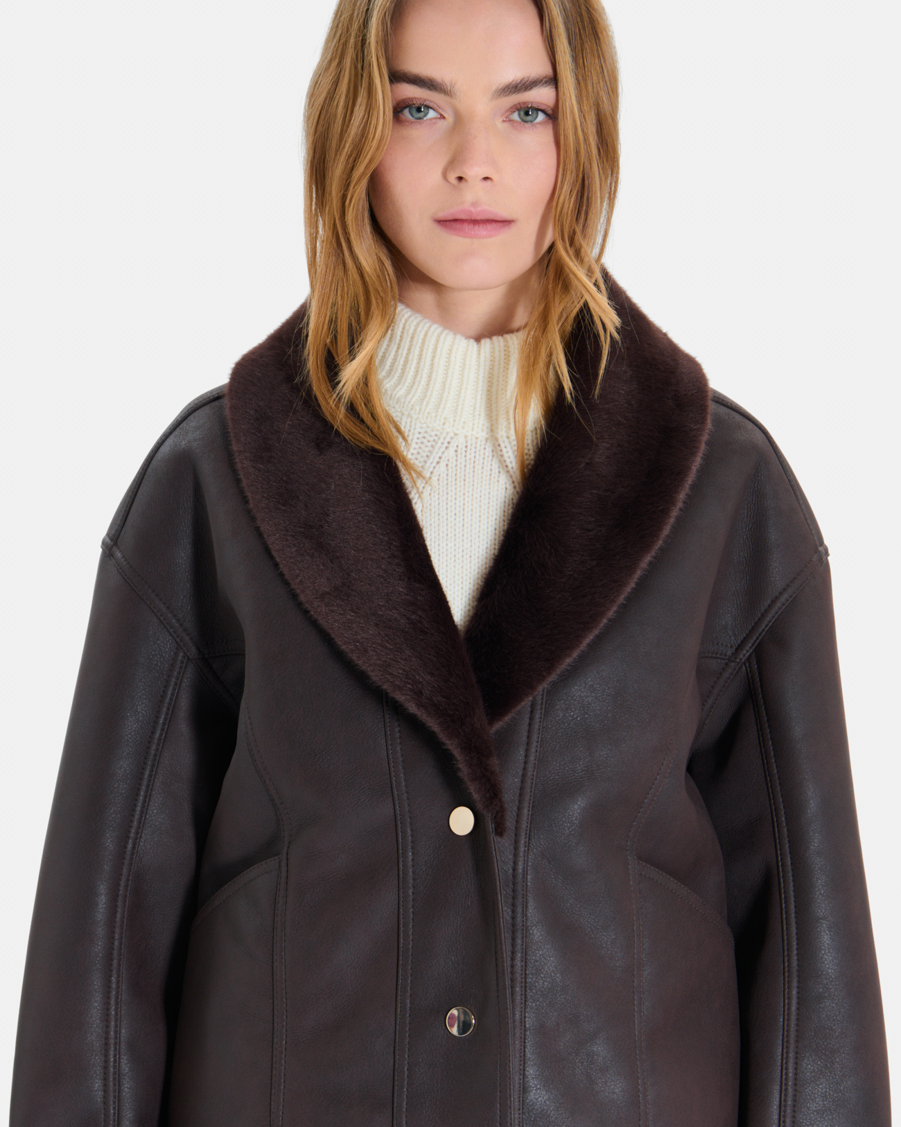 Brice Jacket Short chocolate-colored jacket with a shawl collar ZAPA