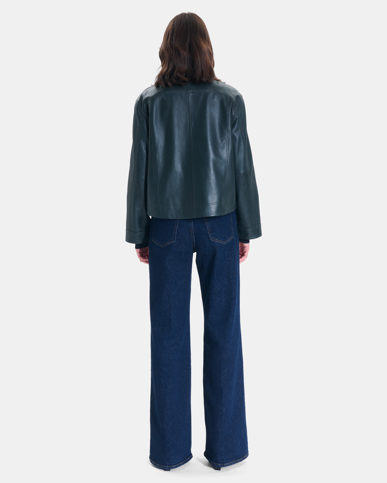 Moana Jacket Short green leather coat ZAPA