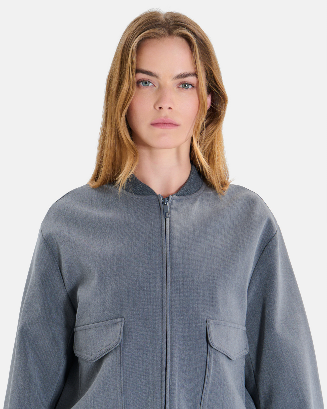 Vila Jacket Short heather grey bomber jacket ZAPA