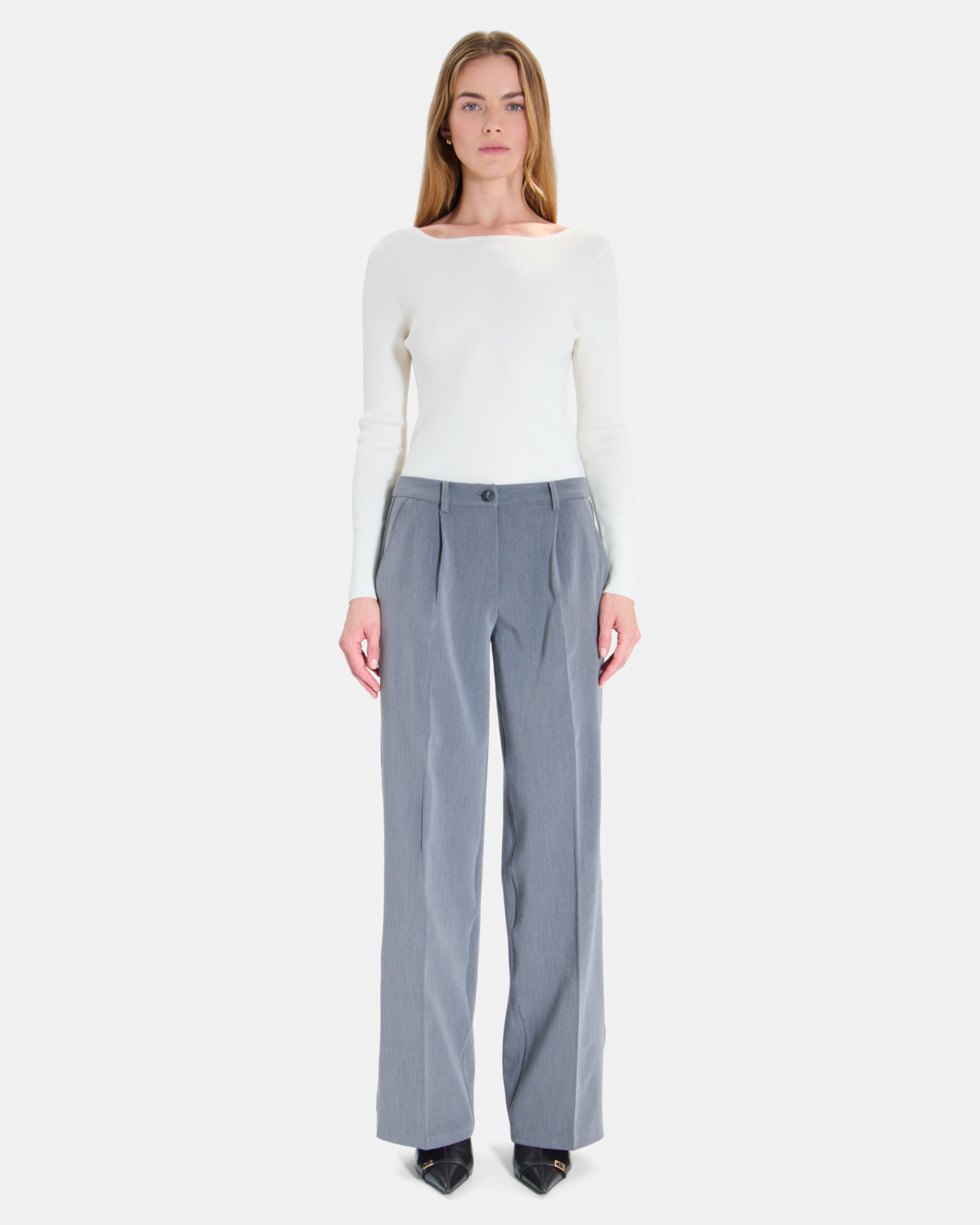 Pleyel Pants Pleyel Grey Marl Palazzo Trousers ZAPA