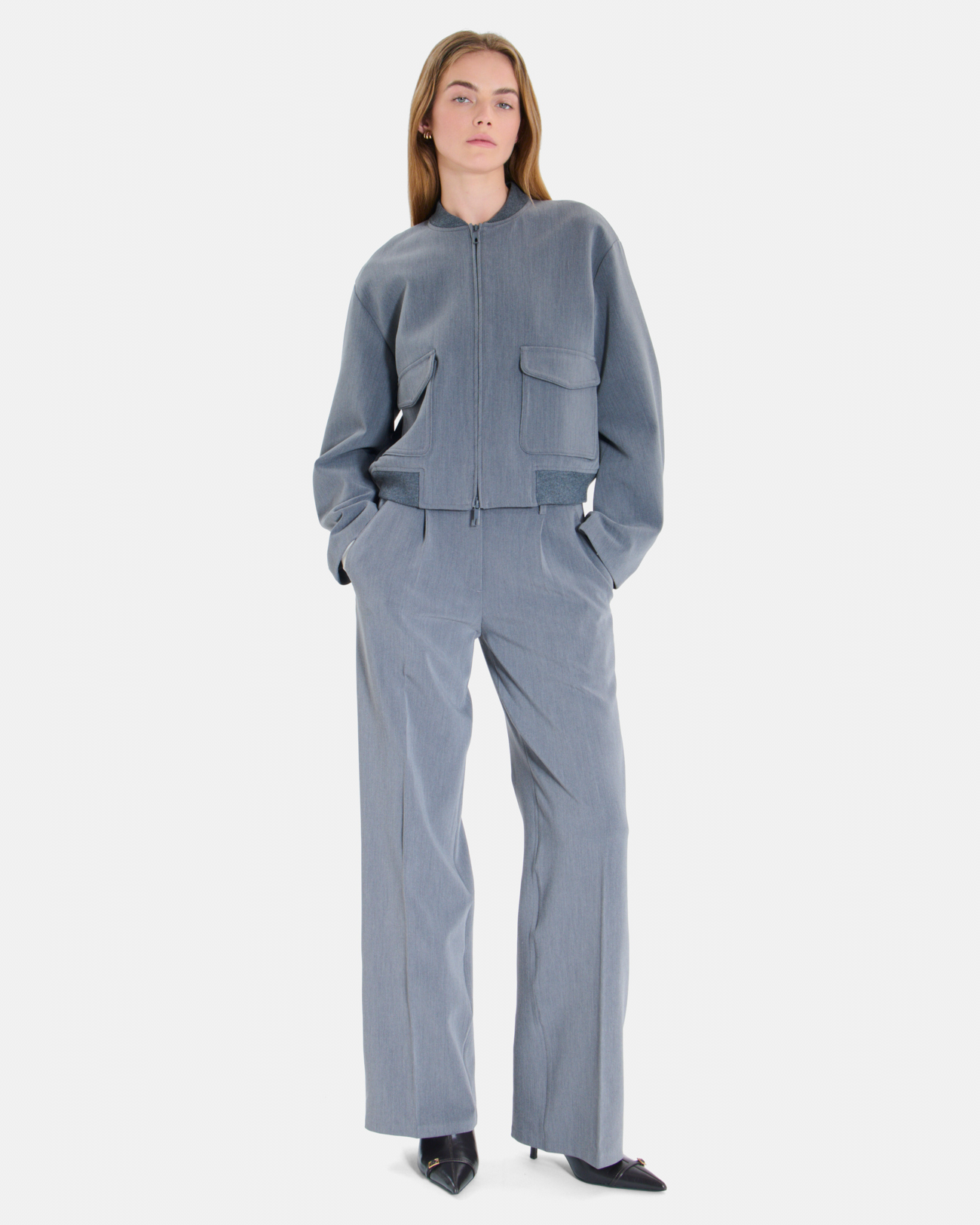 Pleyel Pants Pleyel Grey Marl Palazzo Trousers ZAPA