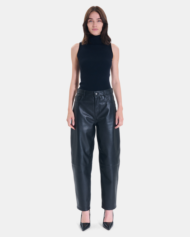 Pia Pants Straight black leather trousers ZAPA