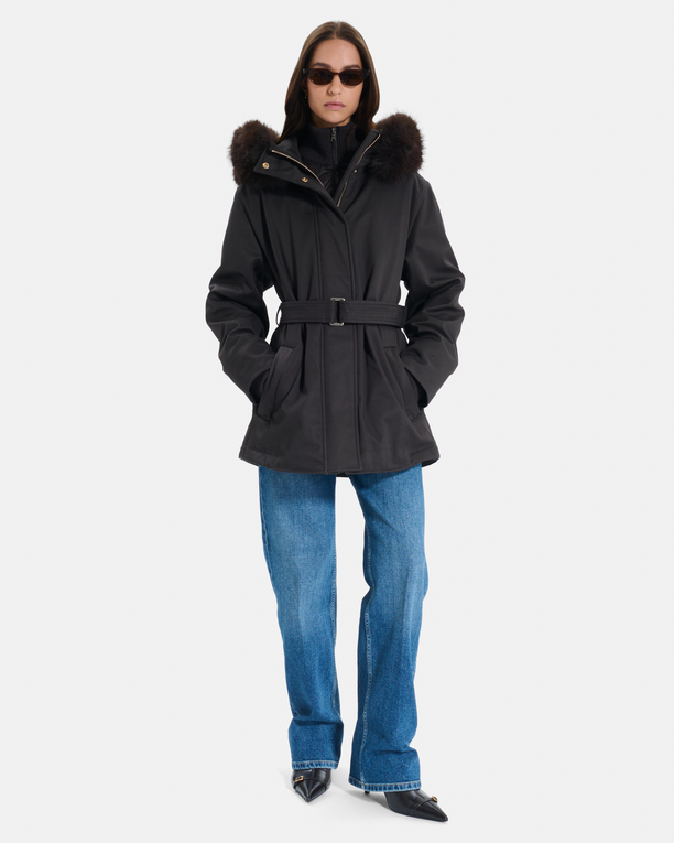 Paddy Parka Women\'s chocolate brown cotton parka with hood ZAPA
