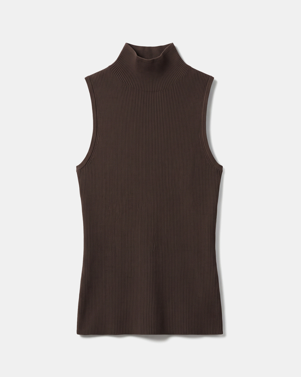 Naha sweater Hazelnut ribbed knit sleeveless sweater ZAPA