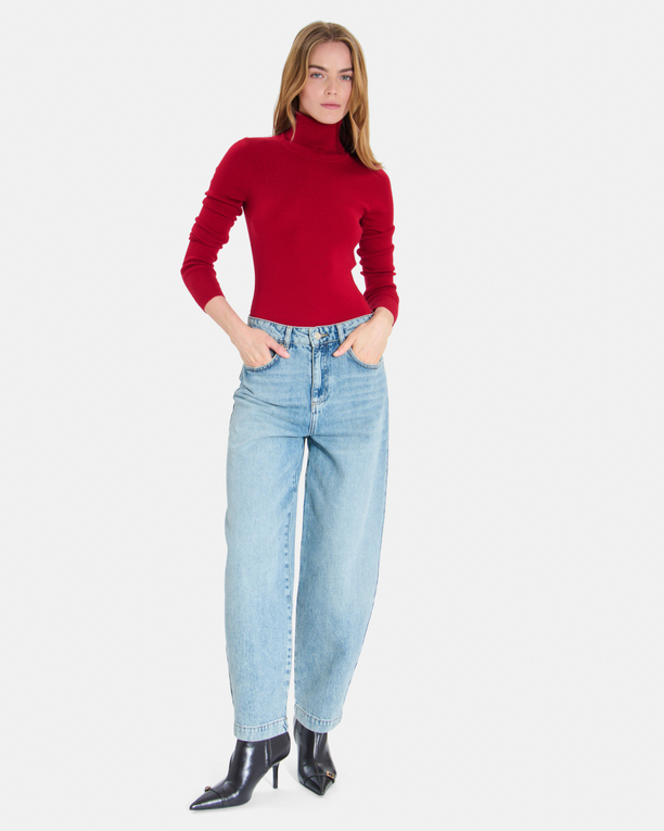 Nord sweater Carmine red ribbed knit sweater ZAPA