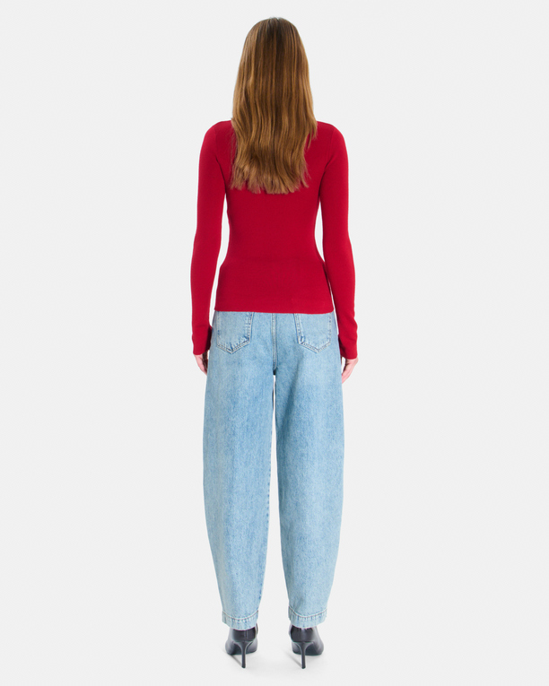 Nord sweater Carmine red ribbed knit sweater ZAPA