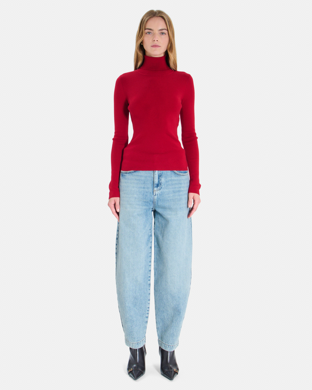 Nord sweater Carmine red ribbed knit sweater ZAPA