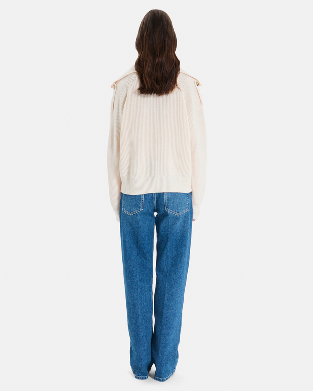 Nirae Sweater Beige wool sweater with a high neck ZAPA