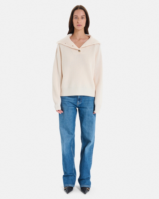 Nirae Sweater Beige wool sweater with a high neck ZAPA
