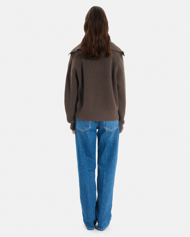 Nirae Sweater Hazelnut-colored wool sweater with a high neck ZAPA