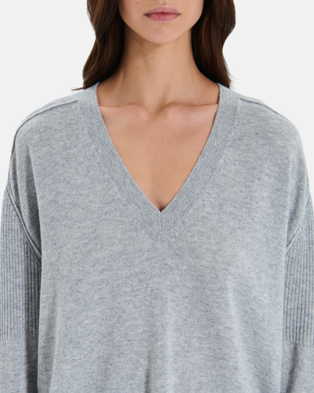 Pila sweater Grey cashmere V-neck sweater ZAPA