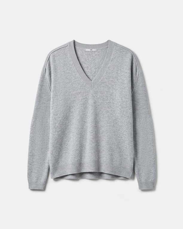 Pila sweater Grey cashmere V-neck sweater ZAPA