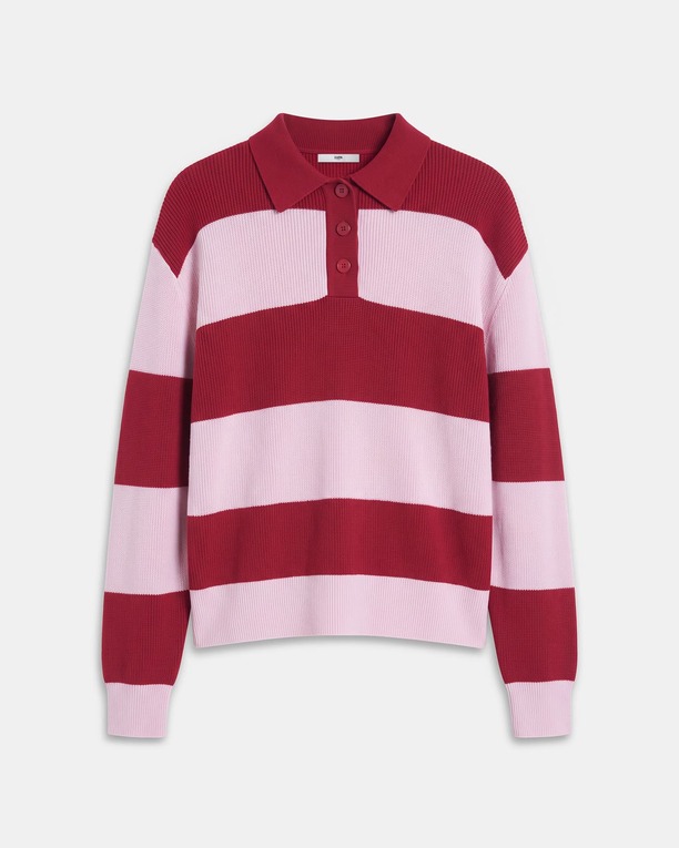 Petty Sweater Red and pink striped cropped sweater, fitted cut ZAPA