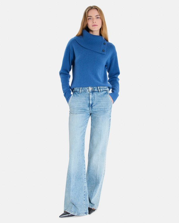 Nayla sweater Indigo cashmere V-neck sweater ZAPA