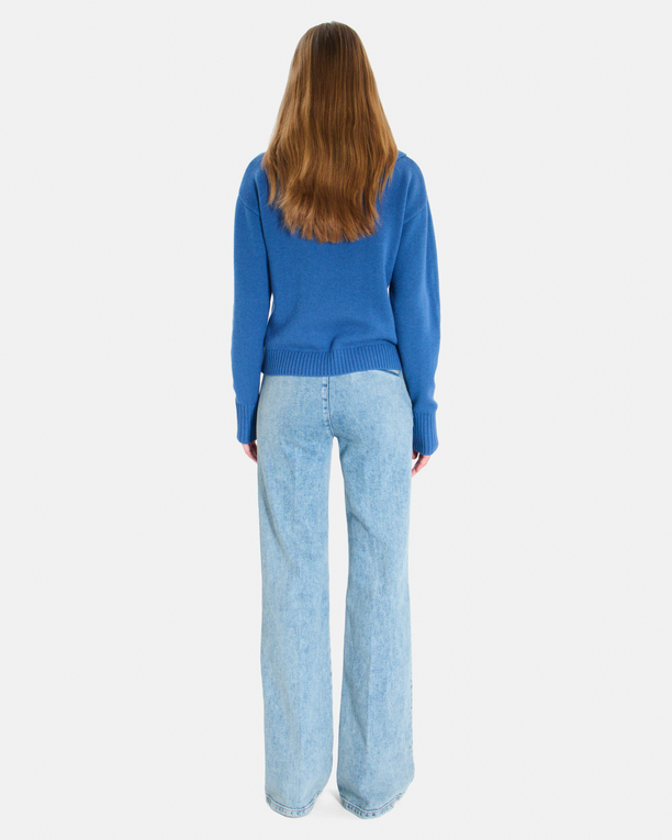 Nayla sweater Indigo cashmere V-neck sweater ZAPA