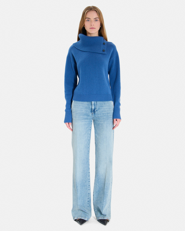 Nayla sweater Indigo cashmere V-neck sweater ZAPA