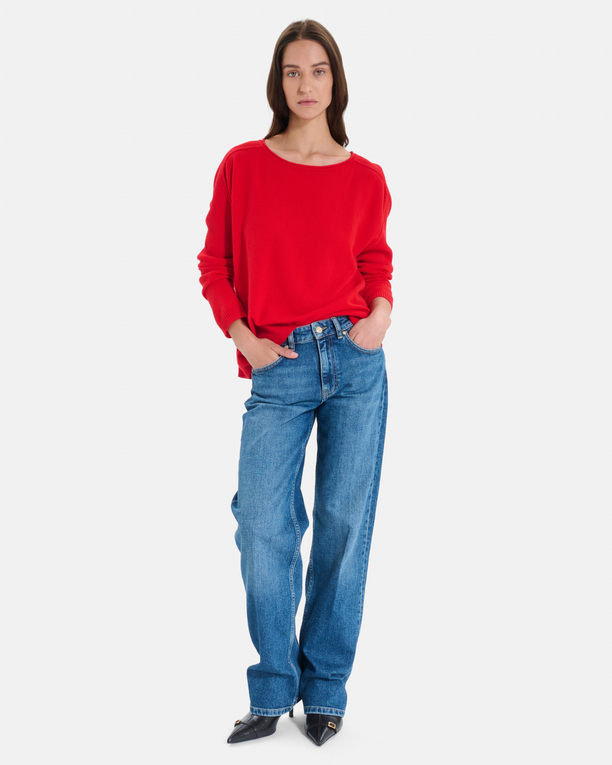 Pensee sweater Red cashmere sweater with long sleeves ZAPA