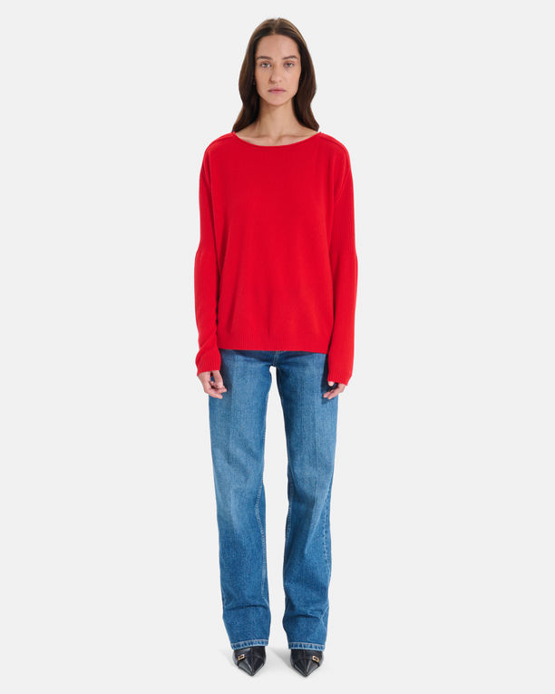 Pensee sweater Red cashmere sweater with long sleeves ZAPA