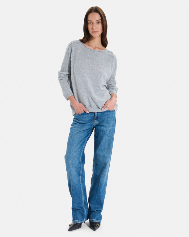 Pensee sweater Long-sleeved grey cashmere sweater ZAPA