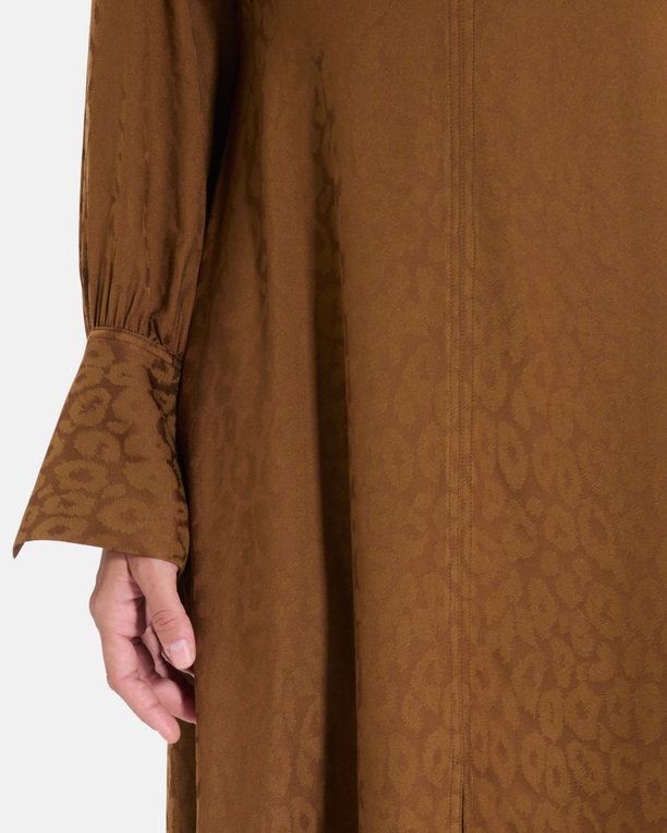 Ruiz Dress Tobacco midi dress with long sleeves and a V-neck ZAPA