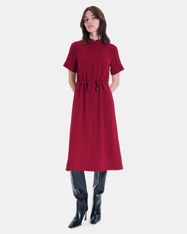 Ribelle Dress Carmine red midi dress with short sleeves ZAPA
