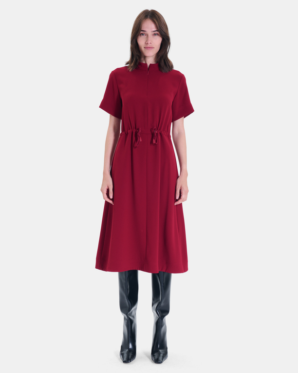 Ribelle Dress Carmine red midi dress with short sleeves ZAPA