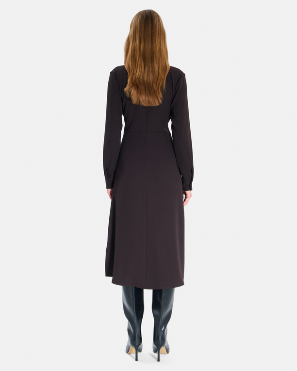 Ralia dress Chocolate brown wrap dress with long sleeves ZAPA