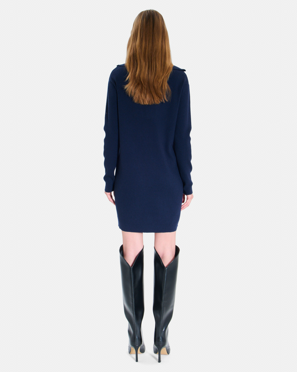 Ryta Dress Straight evening dress with zip collar and long sleeves ZAPA