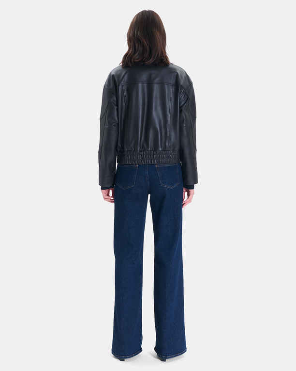 Bryan Jacket Short, chocolate-colored zip-up jacket with a stand-up collar ZAPA
