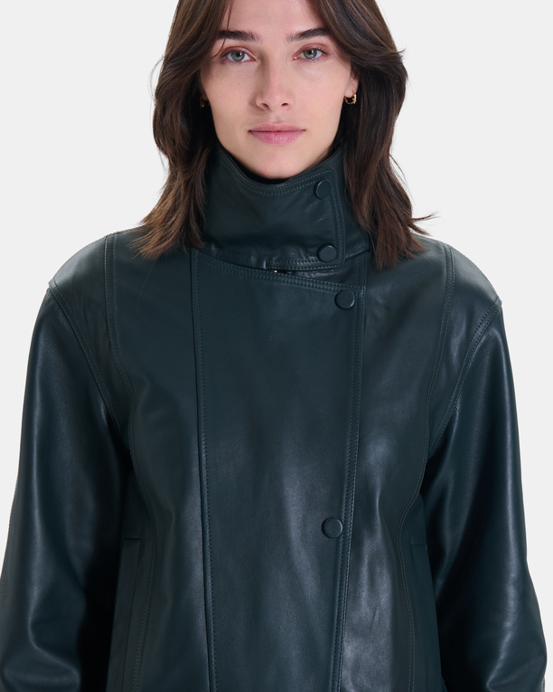 Moana Jacket Short green leather coat ZAPA