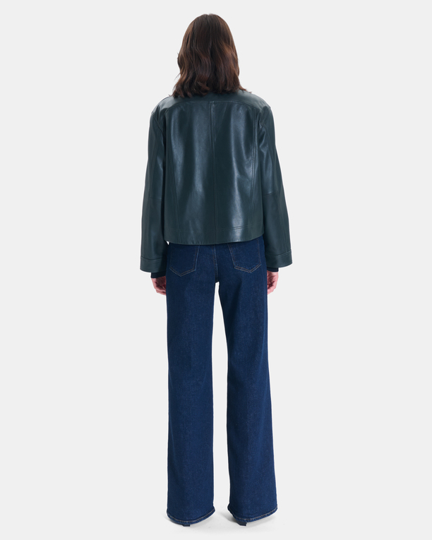 Moana Jacket Short green leather coat ZAPA