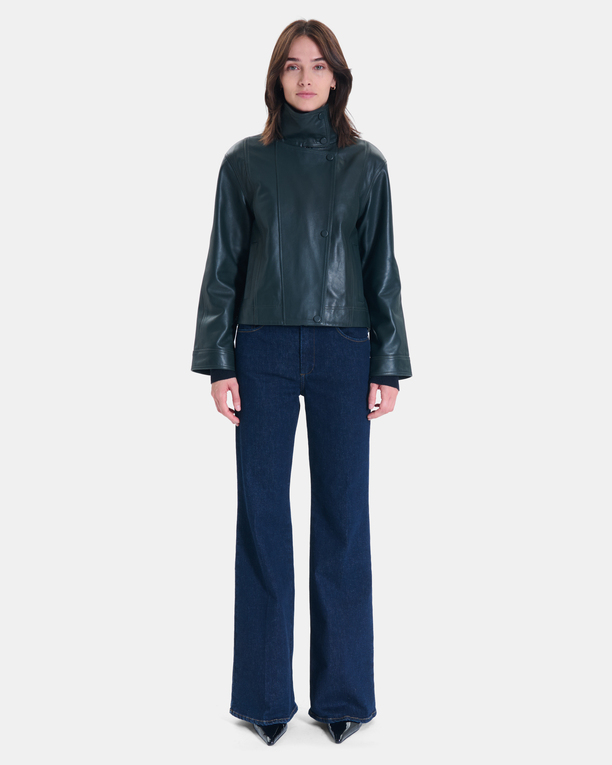 Moana Jacket Short green leather coat ZAPA