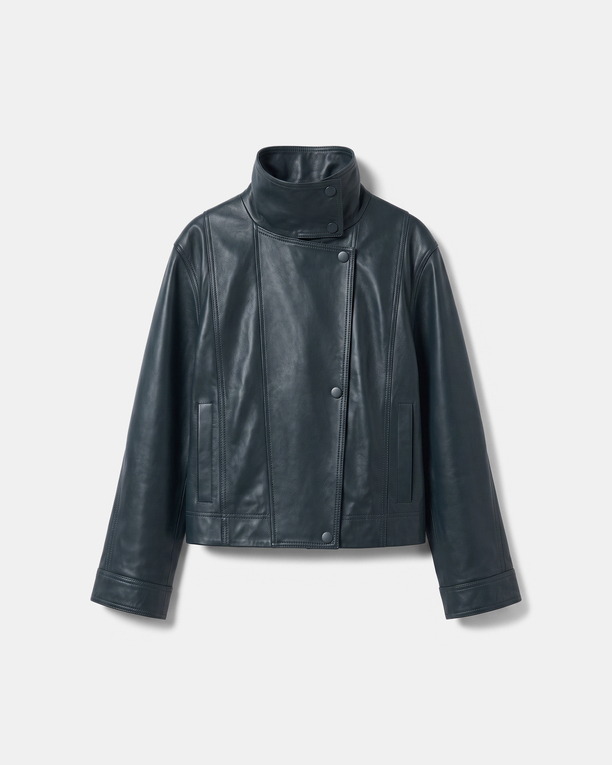 Moana Jacket Short green leather coat ZAPA