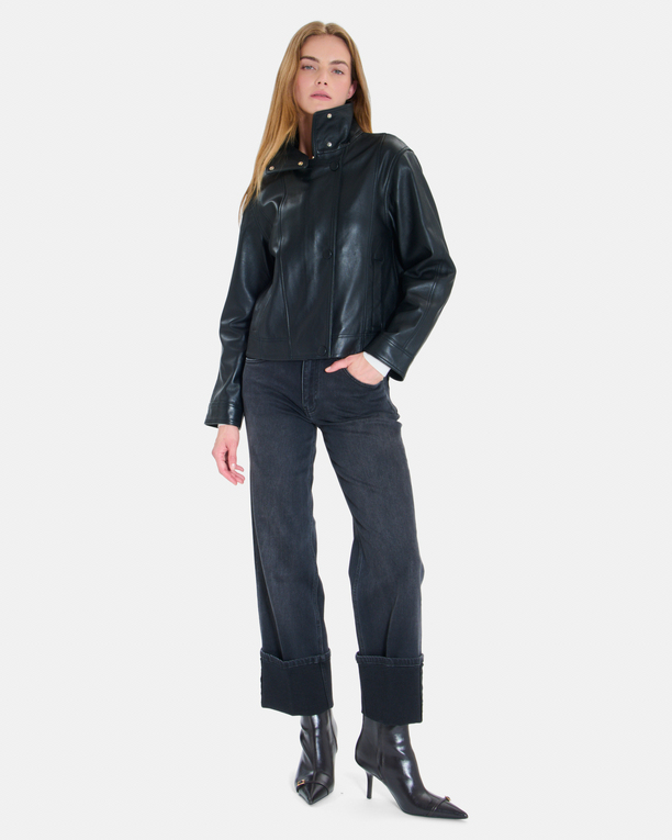 Moana Jacket Short black leather coat ZAPA