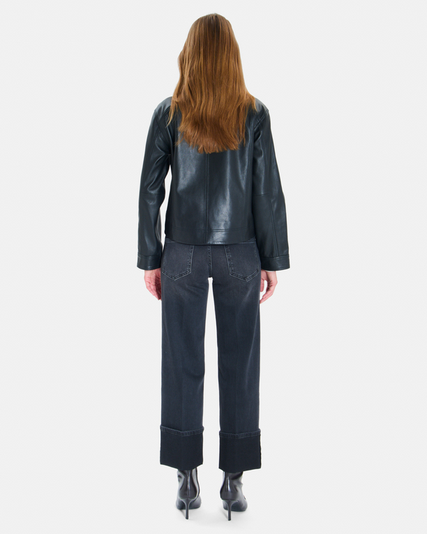 Moana Jacket Short black leather coat ZAPA