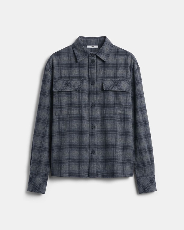 Vasya Jacket Grey checkered shirt jacket ZAPA