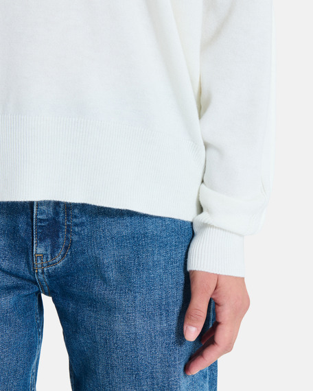 Pelu sweater cream v-neck sweater in fine knit zapa
