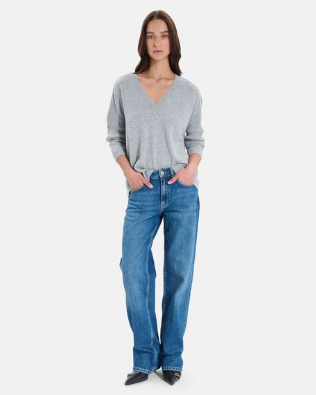 Pila sweater grey cashmere v-neck sweater zapa