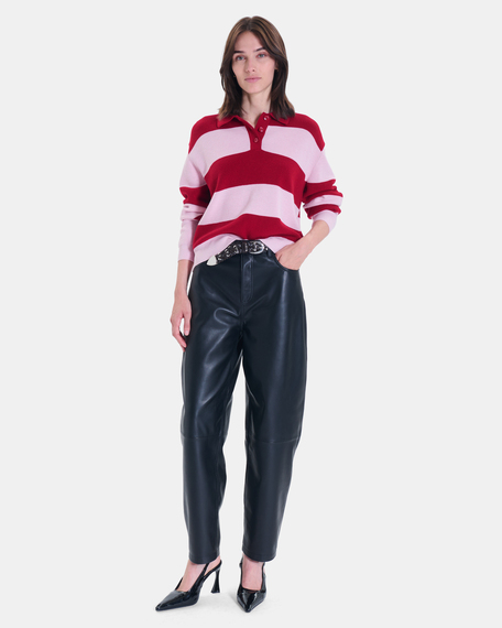 Petty sweater red and pink striped cropped sweater, fitted cut zapa