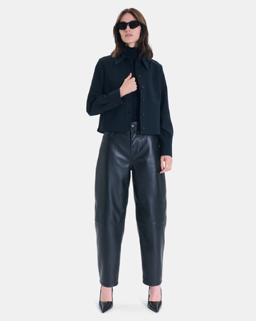 Pia Pants Straight black leather trousers ZAPA