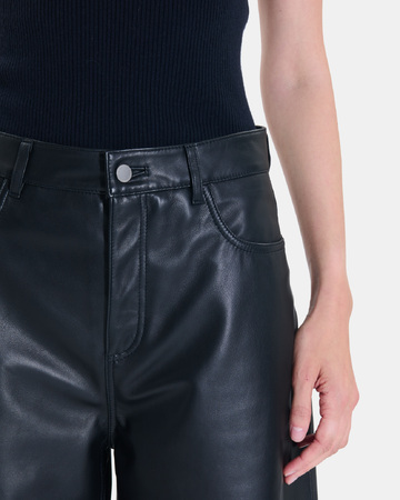 Pia Pants Straight black leather trousers ZAPA