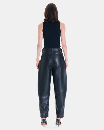 Pia Pants Straight black leather trousers ZAPA