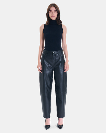 Pia Pants Straight black leather trousers ZAPA