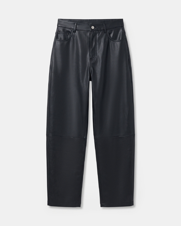 Pia Pants Straight black leather trousers ZAPA