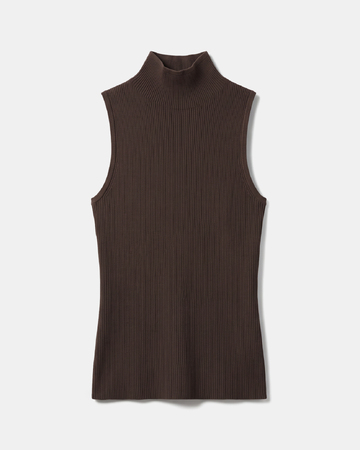 Naha sweater Hazelnut ribbed knit sleeveless sweater ZAPA