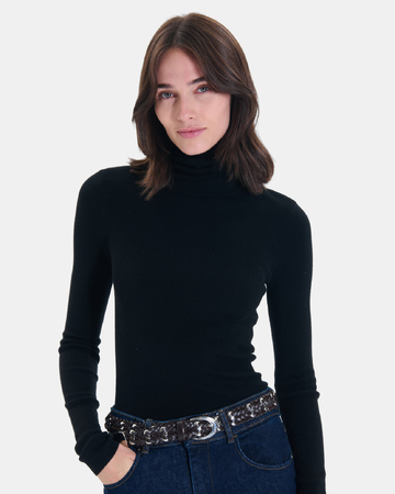 Nord sweater Black ribbed knit sweater ZAPA