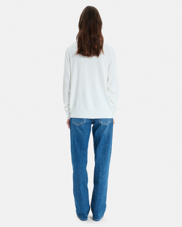 Pelu Sweater Cream V-neck sweater in fine knit ZAPA